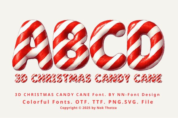 3D Christmas Candy Cane: A Festive Font That Pops Off the Page