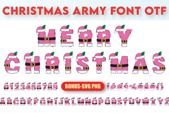 Christmas Army Pink: A Bold and Festive Alphabet Set for Holiday Projects